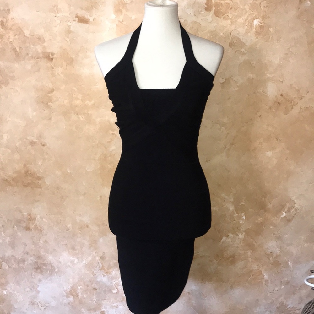 Bebe Bodycon LIttle Black Dress With Halter neck